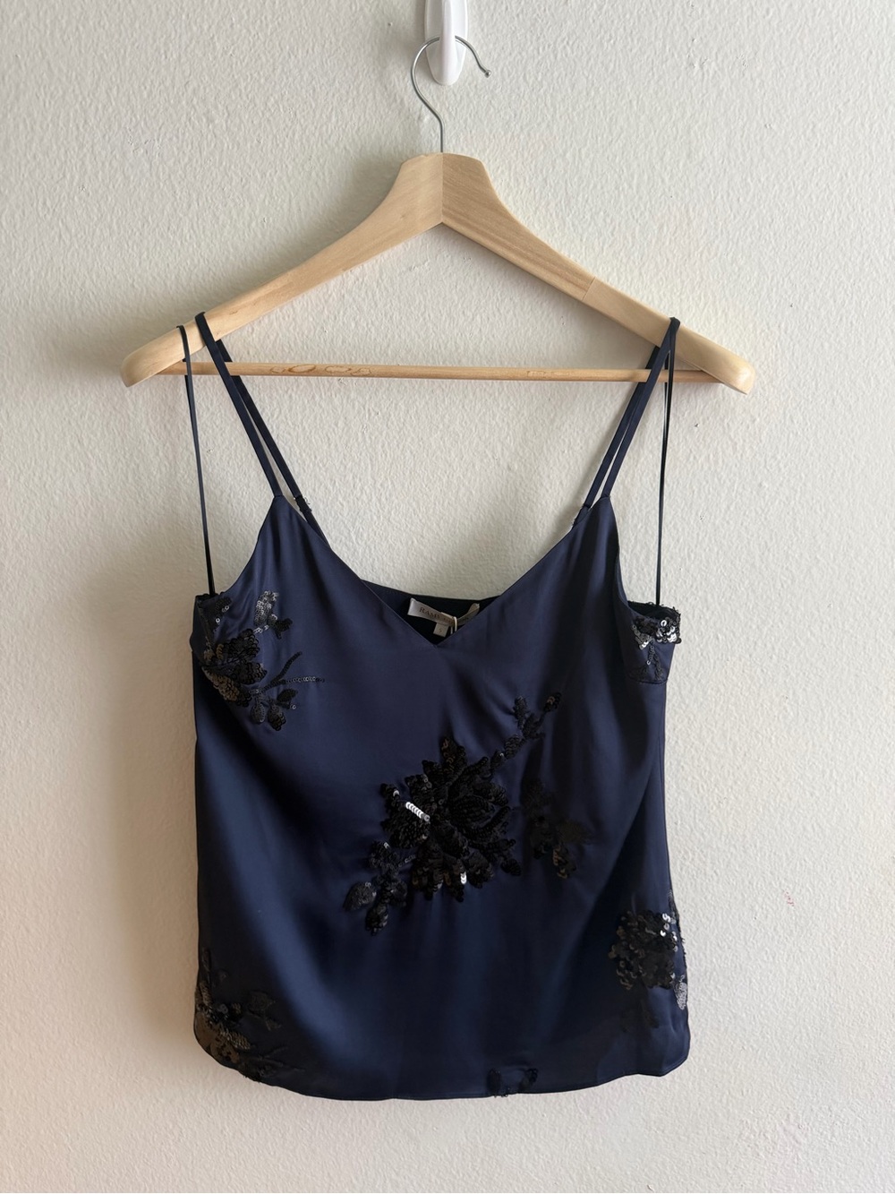 Title: Ramy Brook Sandra Camisole Navy Sequin Floral Top Small NWT